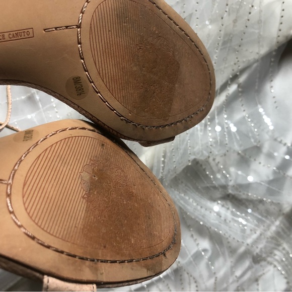 Vince Camuto Light Pink Snake Pattern with Gold Sparkle Heeled Sandals - Picture 11 of 16